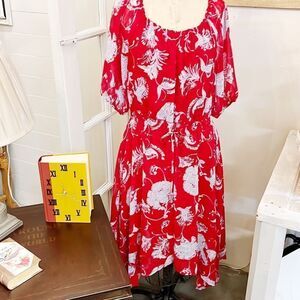 TOMMY HILFIGER Floral-Print Off-The-Shoulder Dress Size 12